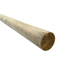 green treated timber, 4 inch round poles, on a white background.