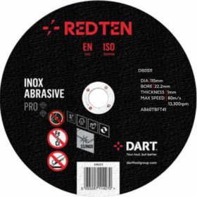 metal cutting disc for angle grinders, black with red writing