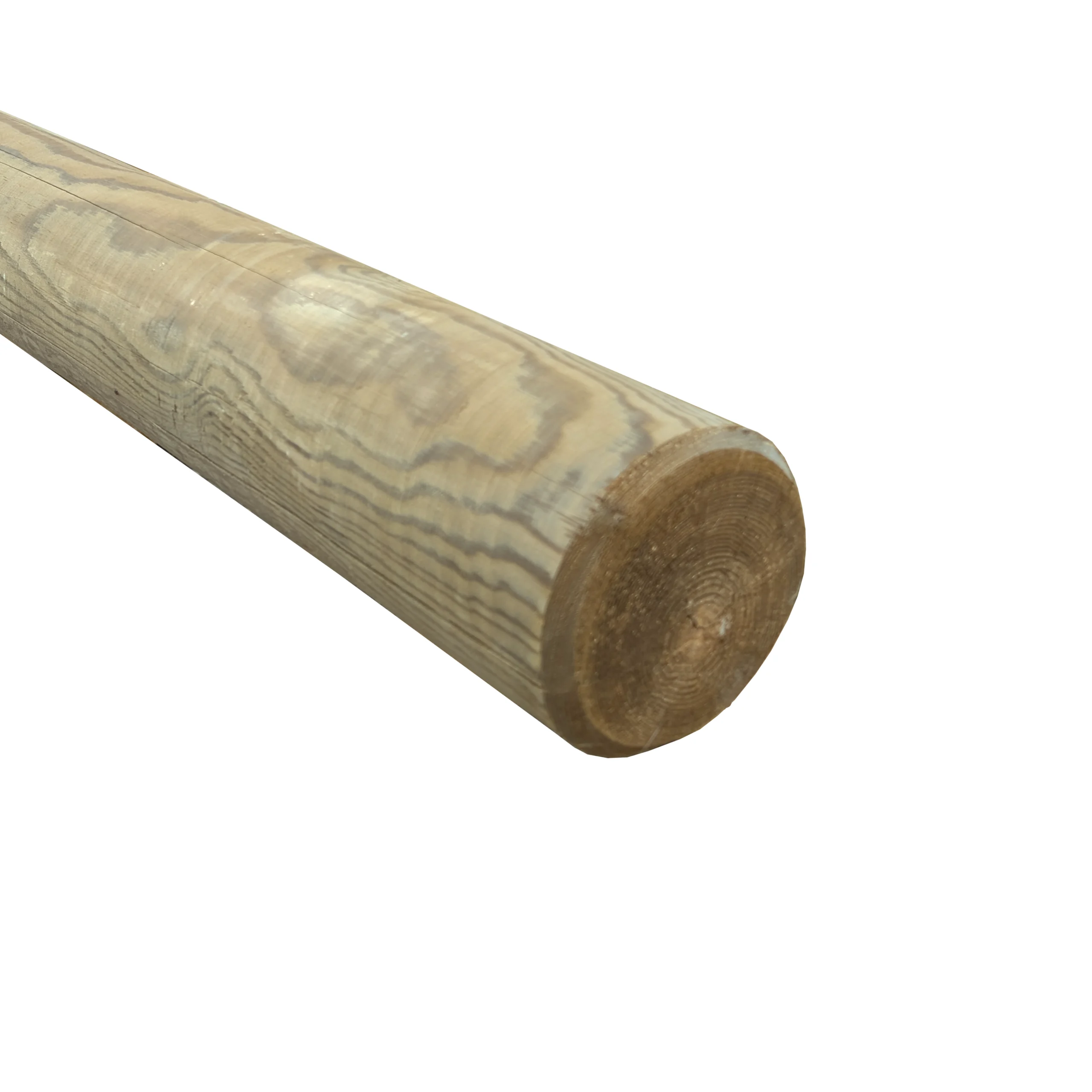 green treated timber, 150mm round poles, on a white background.