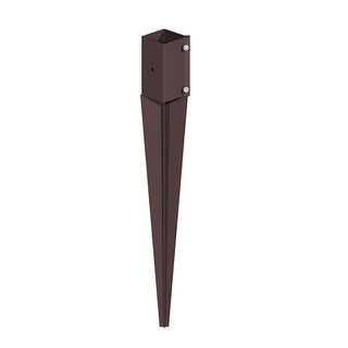 drive in fence post spike, brown metal, square top with a long spike.