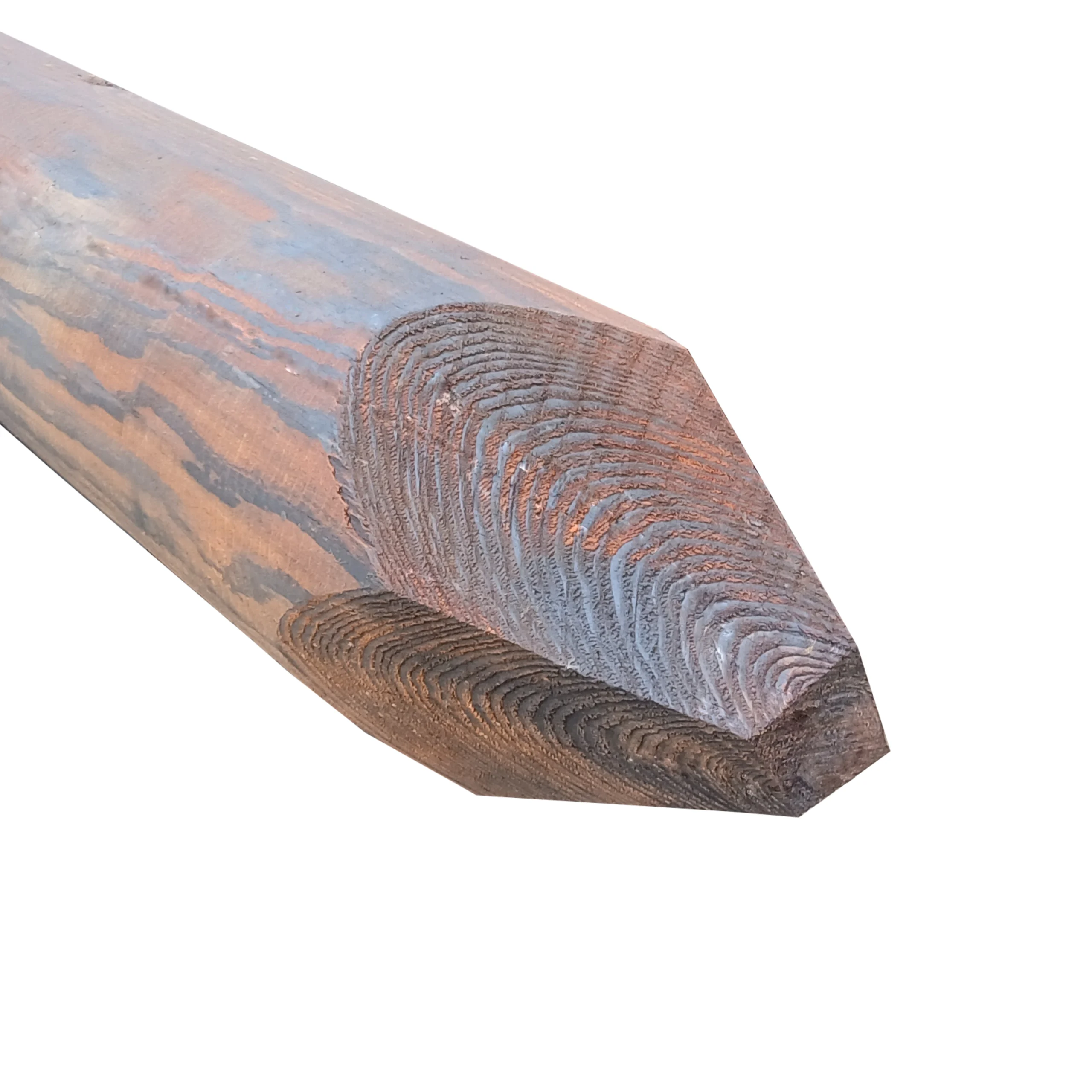 200mm creosoted strainer, pointed one end, dark brown.