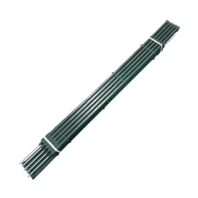 Pack of green electric fence posts with steel spikes for livestock fencing, suitable for electric fence wire, rope and tape.