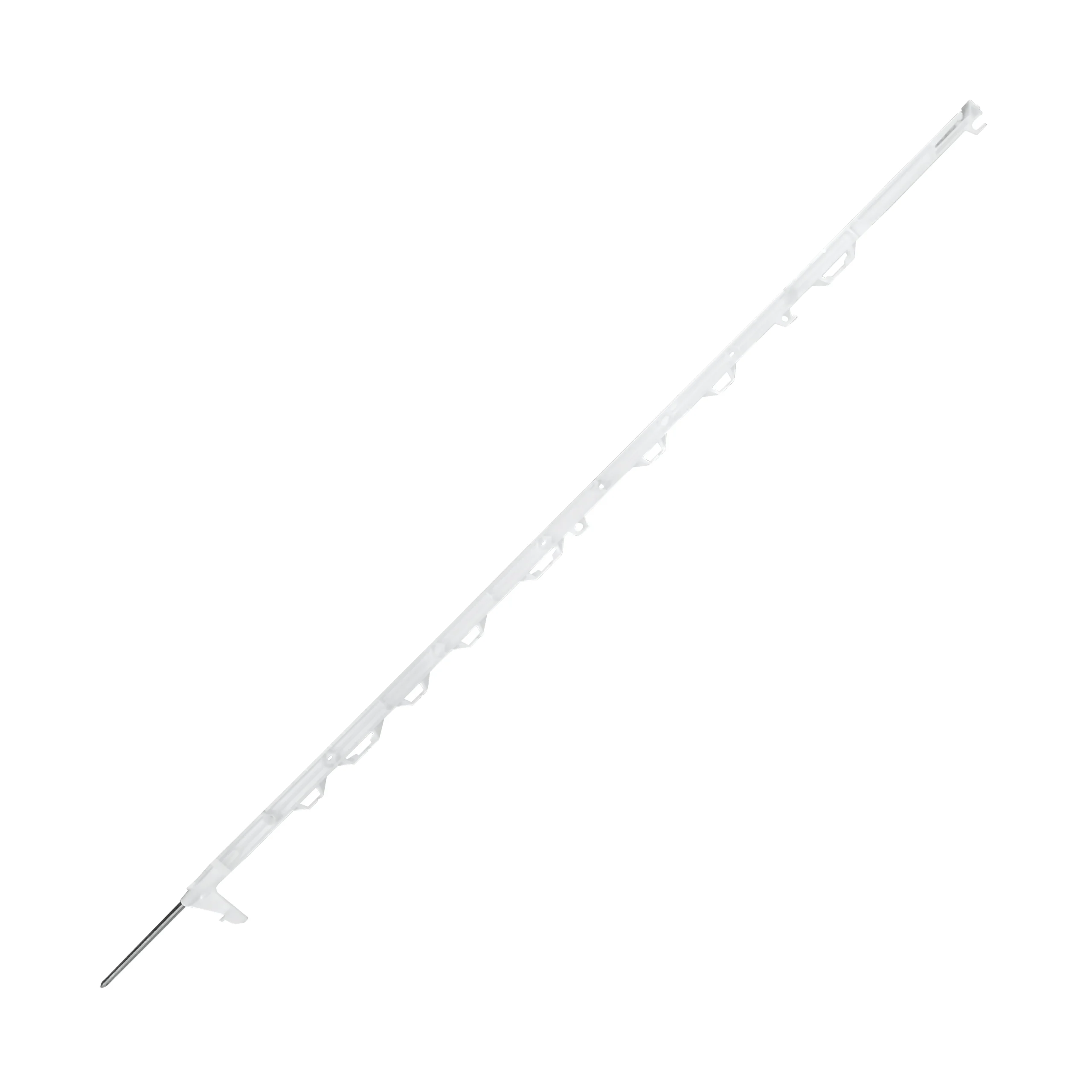 Electric fence posts 4ft in white with steel spike for horse paddocks and livestock fencing, suitable for wire, rope and tape systems.