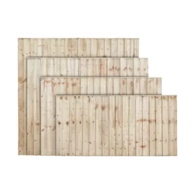 The classic green featheredge panel stacked from smallest to biggest, front to back against a white background.