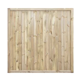 A 1.8m high by 1.8m wide tongue and groove constructed timber panel against a white background.