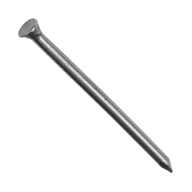 A top view of a panel pin nail at 30mm long on a white background