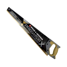 spear and jackson predator saw, gold handle with a black and gold sheath