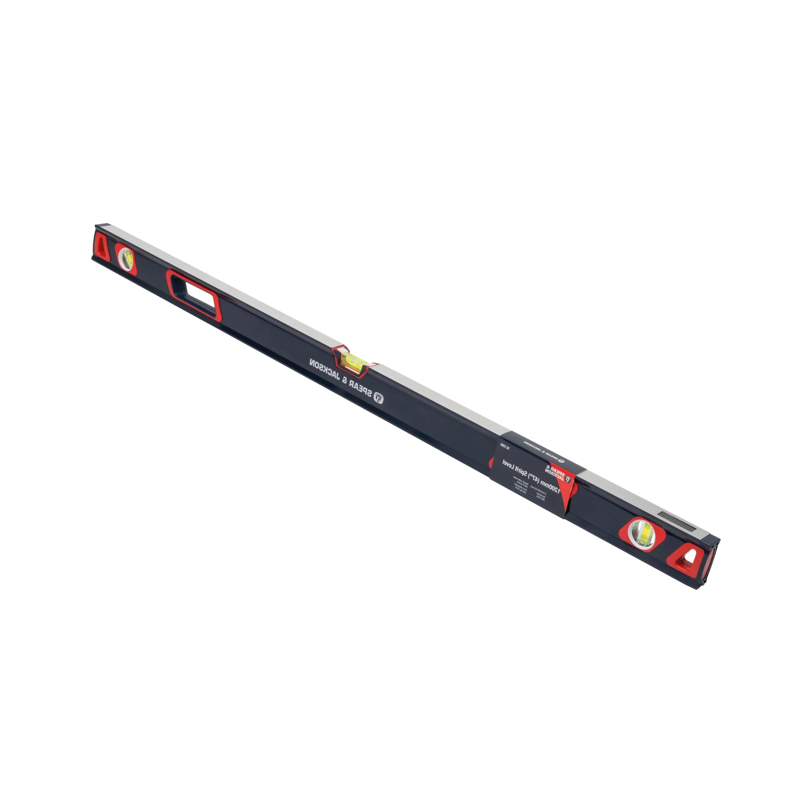 1200mm level, blue in colour with red accents and white writing.