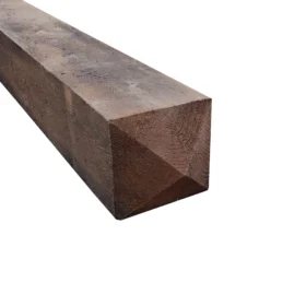 6x6 creosote post, 4 way pointed end, dark brown.