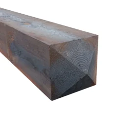 7x7 creosote post, 4 way pointed top, dark brown.