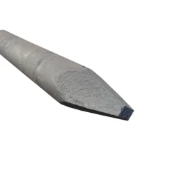 a 100mm creosoted post, pointed one end, dark brown in colour, on a white background.