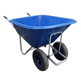 big blue twin wheel wheelbarrow