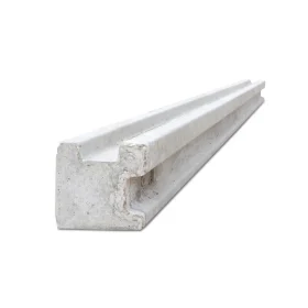 The bottom of a concrete corner post against a white background