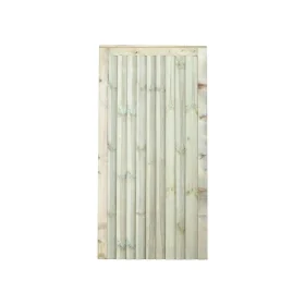 a green timber feather edge clad country gate, on a white background.