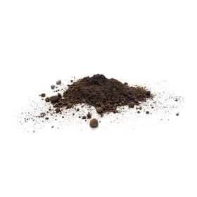 small pile of screened topsoil bags on white background