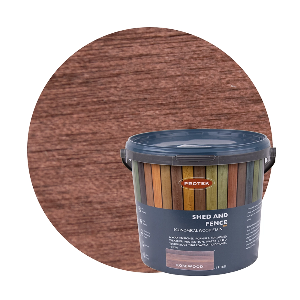 A tub of rosewood colour shed and fence paint