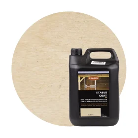 A 5 litre tub of stable coat paint in clear