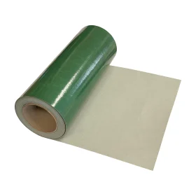 A partially rolled out roll of artificial grass joining tape.