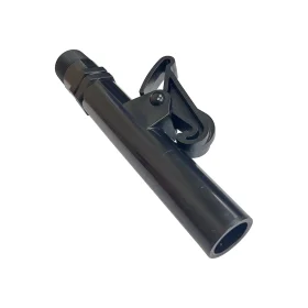 Angled view of a black quick coupling valve key.