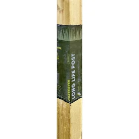 A postsaver pro-wrap installed on a standard timber post.