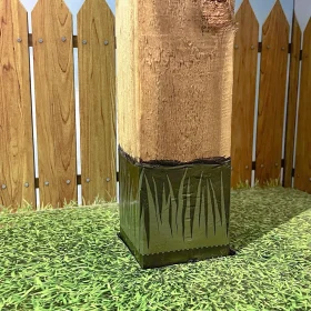 Close up of a postsaver pro-wrap install in an example scenario.
