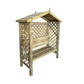 The timber garden furniture seat, the Braunston trellis arbour, against a white background