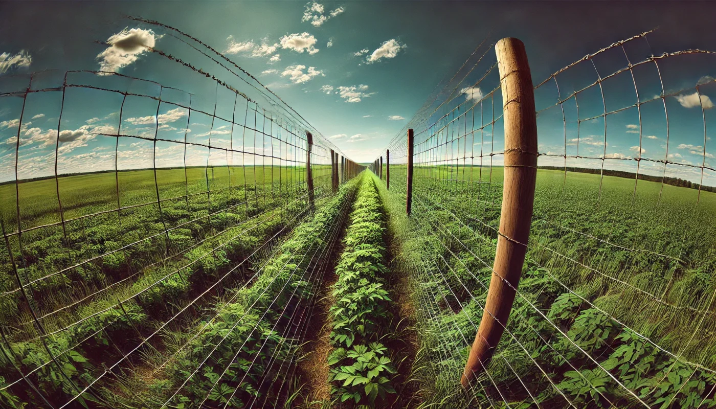 stock netting on wooden posts