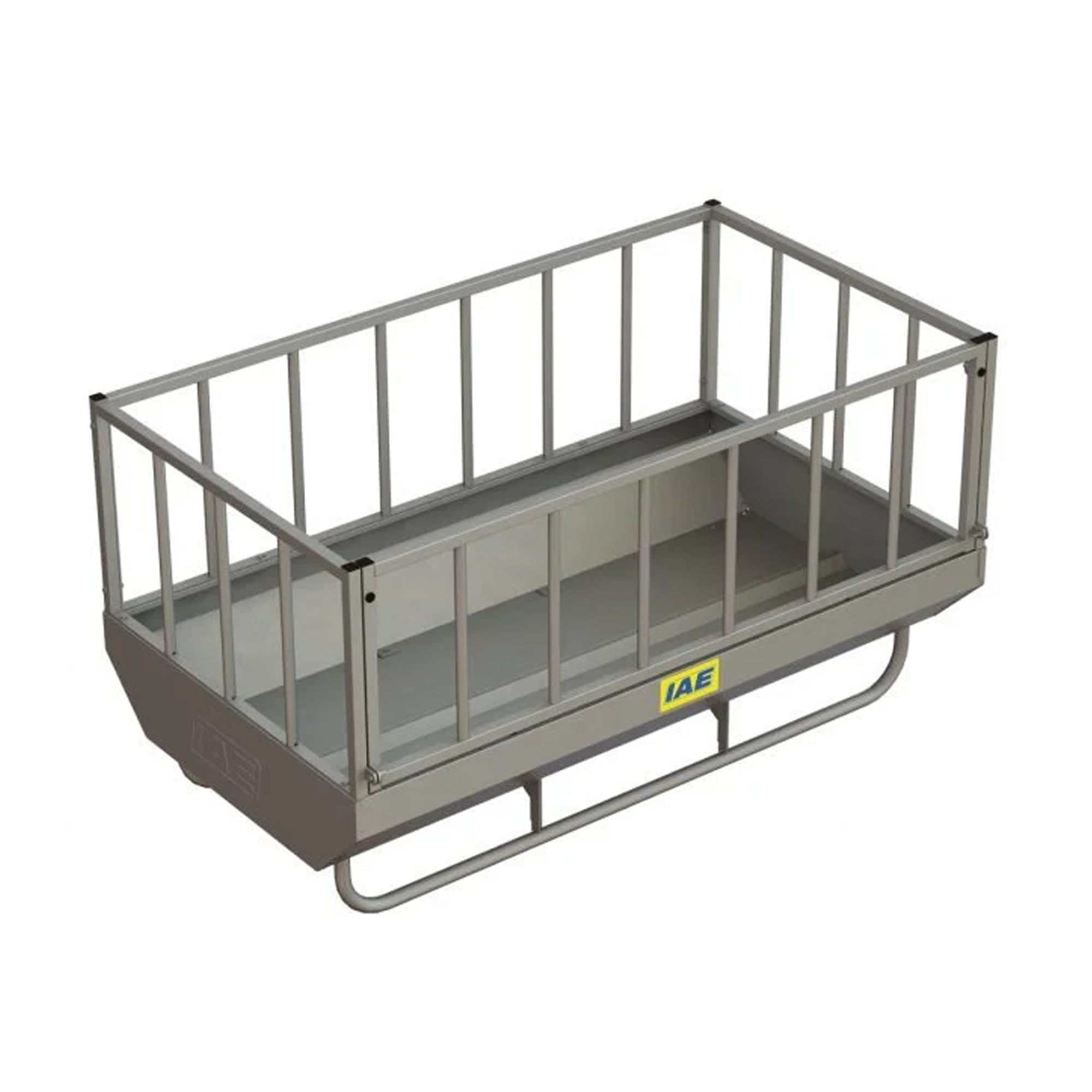 A graphic of an IAE feed bin on skids for cattle feeding
