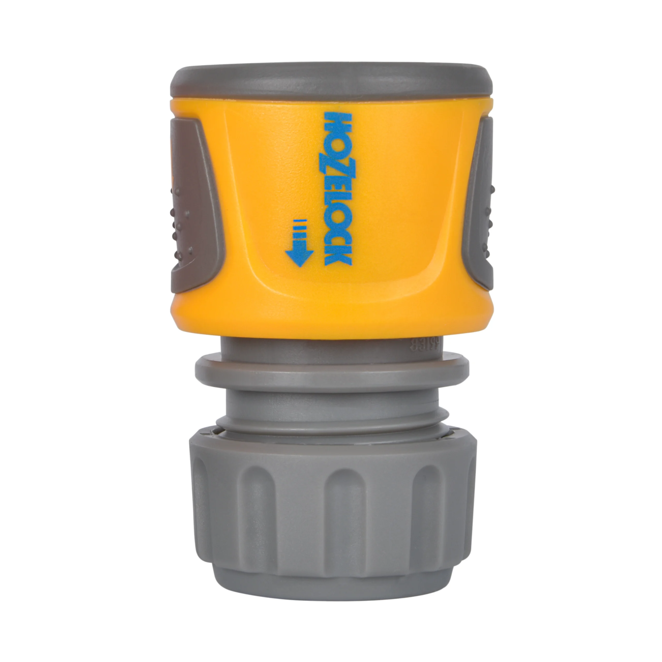 The Hozelock Standard Soft Touch Hose End Connector against a white background