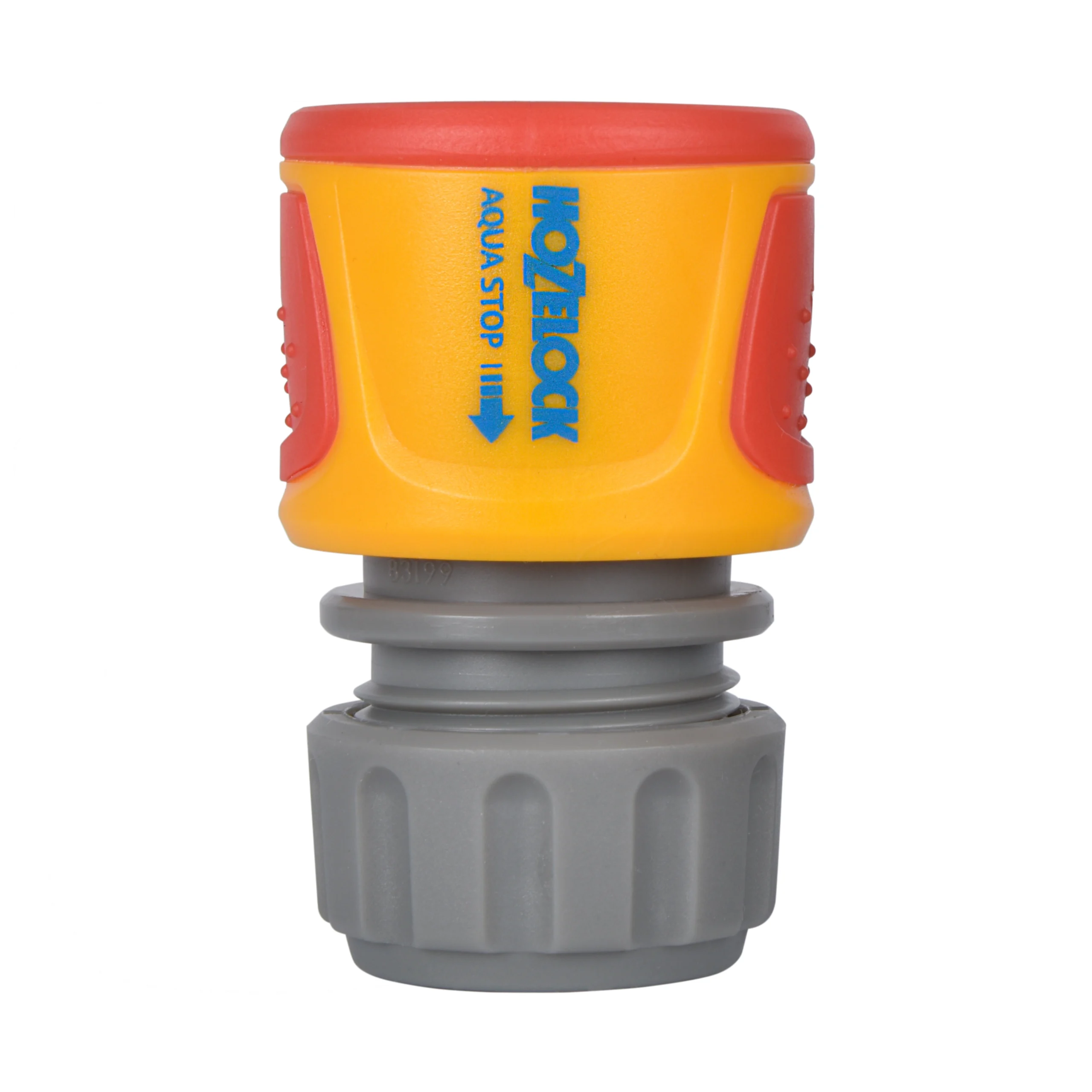 The Hozelock Aquastop Connector against a white background