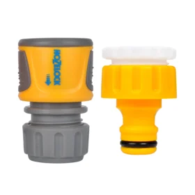 The Hozelock Threaded Tap Connector with Hose Connector against a white background