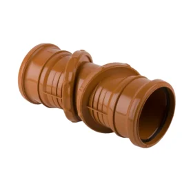 A 110mm diameter 0 degree to 90 degree adjustable socket bend for drainage pipe against a white background