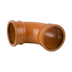 A 110mm diameter 87.5 degree bend double socket for underground drainage pipe against a white background