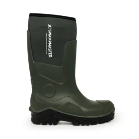 Right-side view of Swampmaster neoprene wellies – insulated green waterproof boots with neoprene upper and rugged sole, designed for warmth and outdoor durability.
