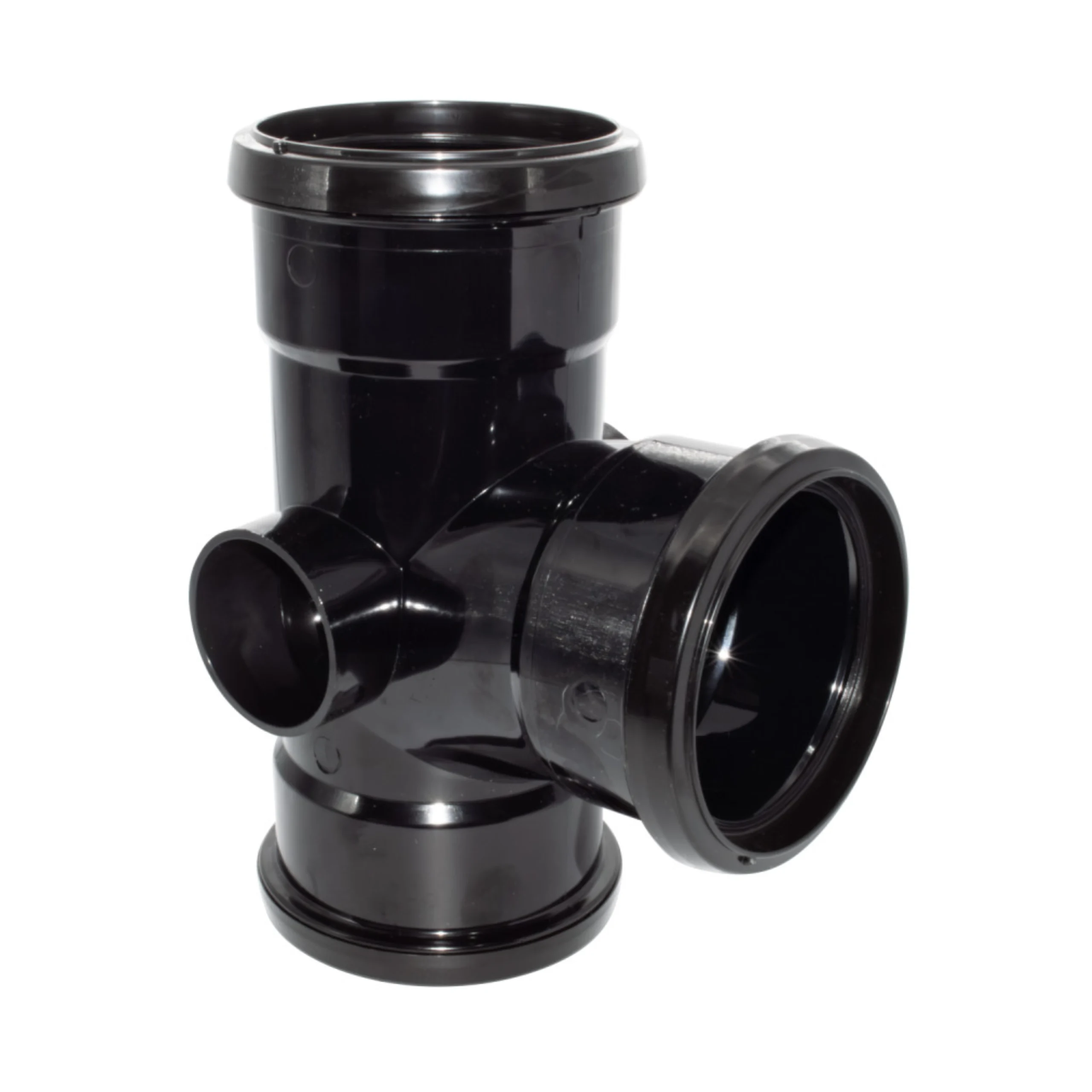 FloPlast Soil Pipe T Branch Triple Socket 110mm (Black)