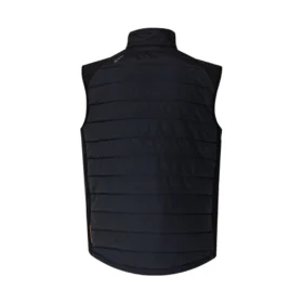 Rear view of gilet body warmer featuring padded panels and sleeveless design—stylish and functional black body warmer for outdoor work or layering.