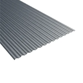 Corrugated roofing sheet, galvanised, angle shot
