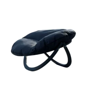 Tiga outdoor armchair, black graphite coloured legs with a black cushion. Pictured on a white background