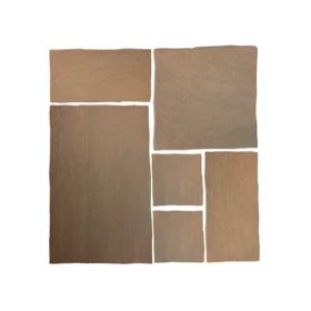 six brown sandstone slabs in various sizes