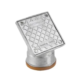 steel rodding eye, square plate for access, with a 100mm diameter end
