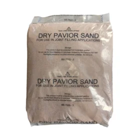 Bag of kiln dried sand for block paving and joint filling applications, ideal for filling paving joints and preventing weed growth between paving slabs.
